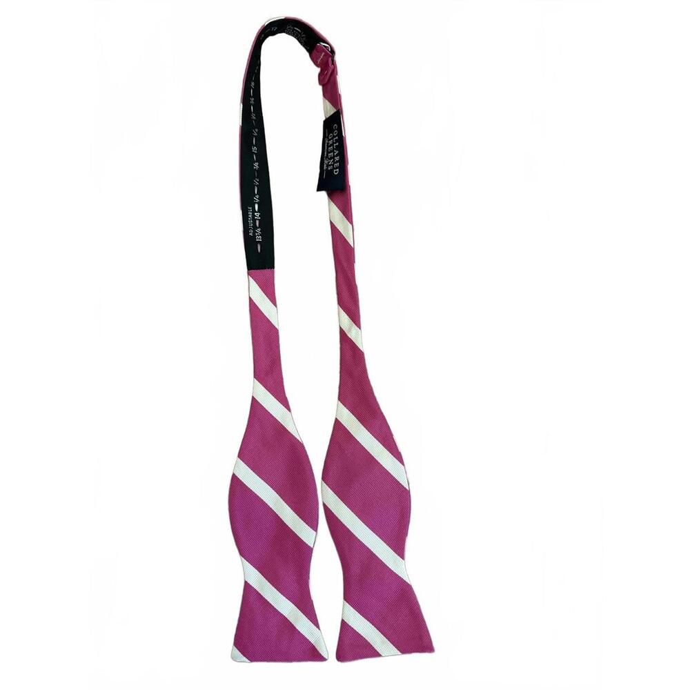 Collared Greens Pink and White Striped Bow Tie